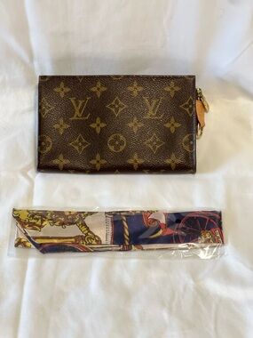 Louis Vuitton Monogram Canvas Cosmetic Pouch in Brown and Gold